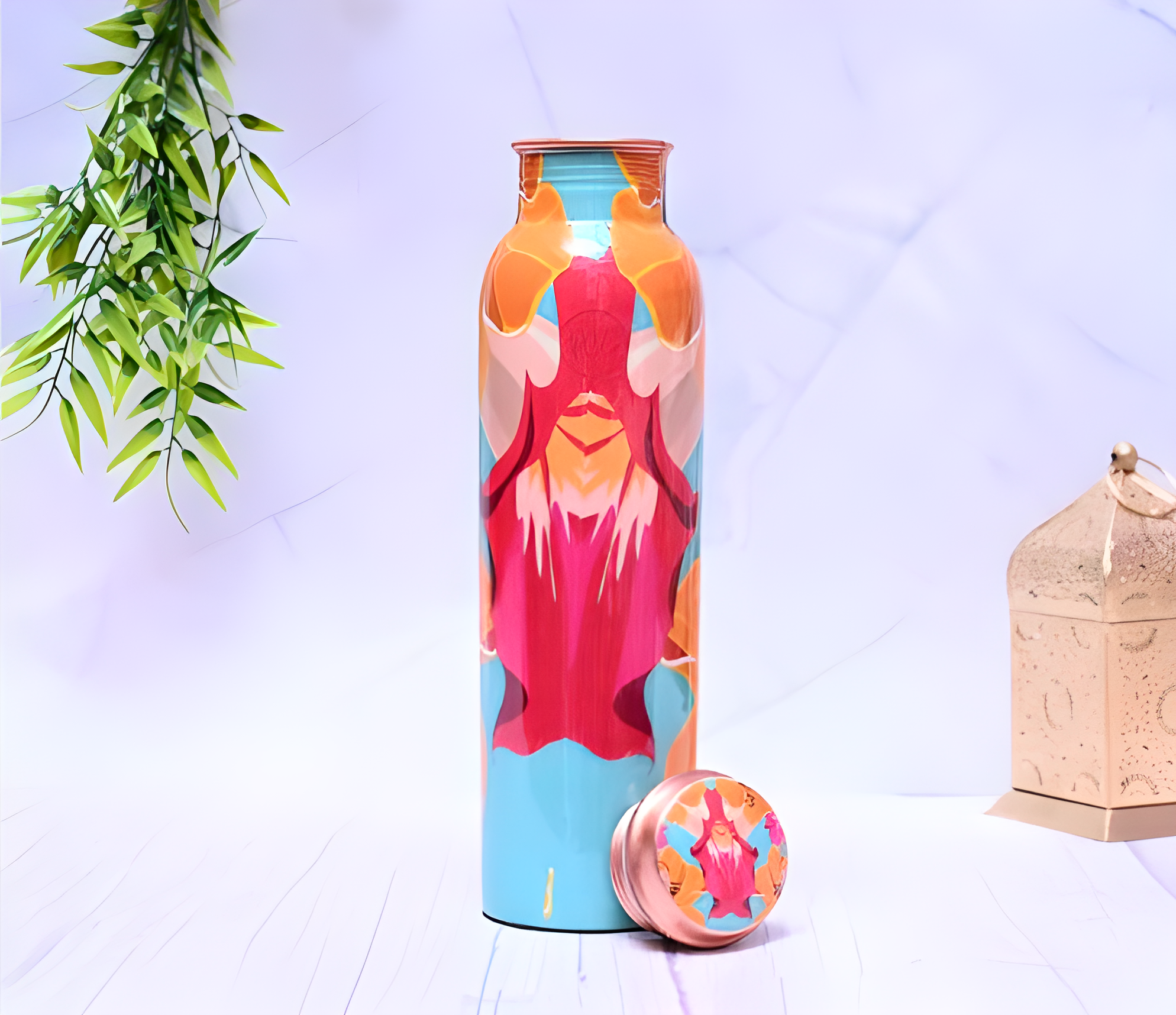 Pure Copper Noble Thought Printed Water Bottle with Leak Proof Capacity 1000 ML