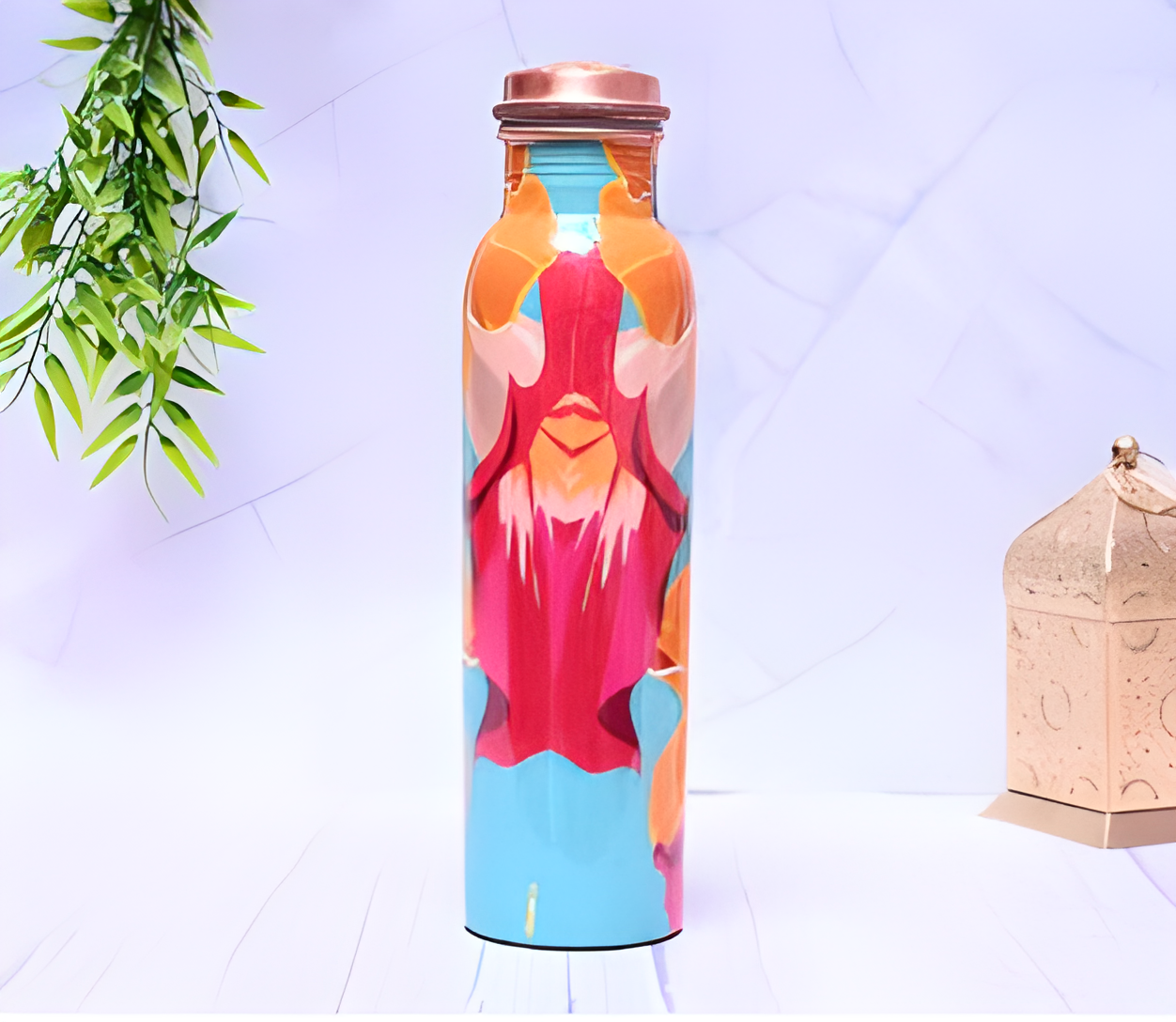 Pure Copper Noble Thought Printed Water Bottle with Leak Proof Capacity 1000 ML