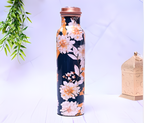 Pure Copper White Lily Water Bottle with Leak Proof Capacity 1000 ML